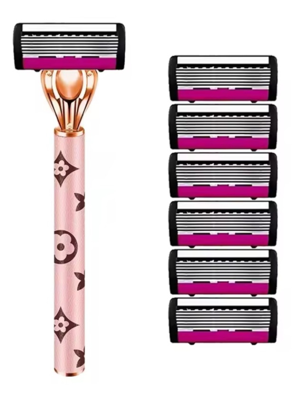 Pink Patterned Razor with 3 Replacement Cartridges - Picture 1 of 5